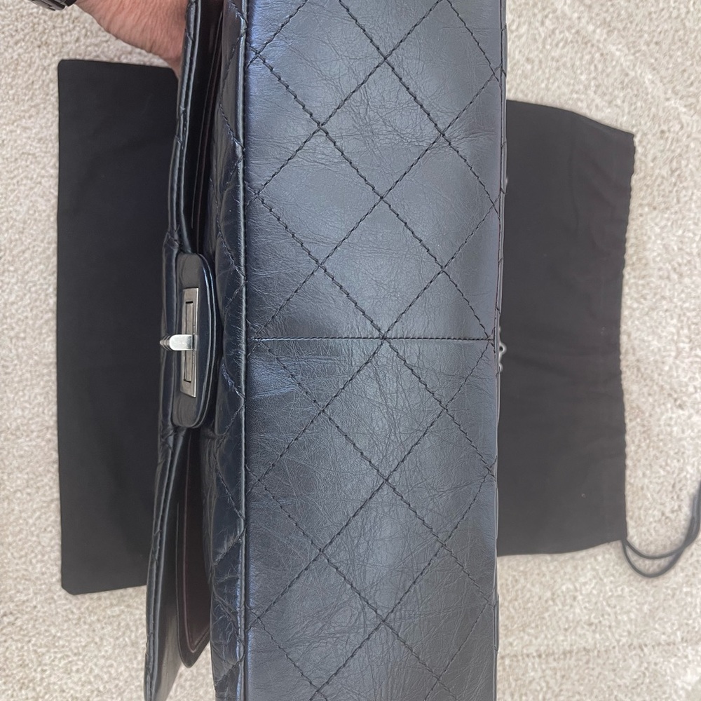 *NOT FOR SALE* CHANEL 2.55 black aged calfskin double flap bag 227 Excelllent! - Picture 3 of 11